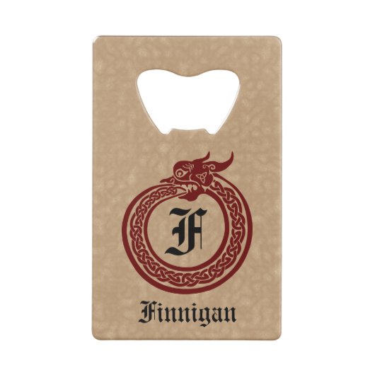 Aangepaste naam en monogrammen Celtic Style Ourobo Kredietkaart Flessenopener (Achterkant)