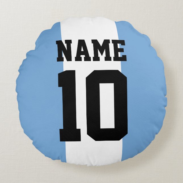 Aangepaste naam en nummer Argentinië vlag Rond Kussen (Voorkant)