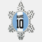 Aangepaste naam en nummer Argentinië vlag Tin Sneeuwvlok Ornament (Rechts)