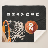 Aangepaste naam en nummer Basketball Sherpa Blanke Sherpa Deken (Voorkant (horizontaal))