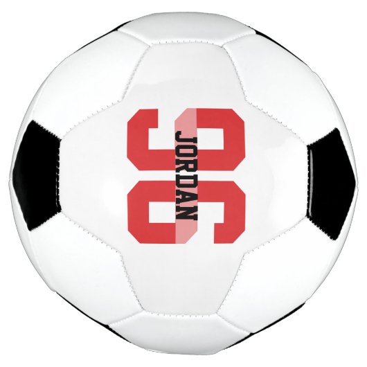 Aangepaste naam en nummer Cool Modern Red Voetbal (Gedraaid)