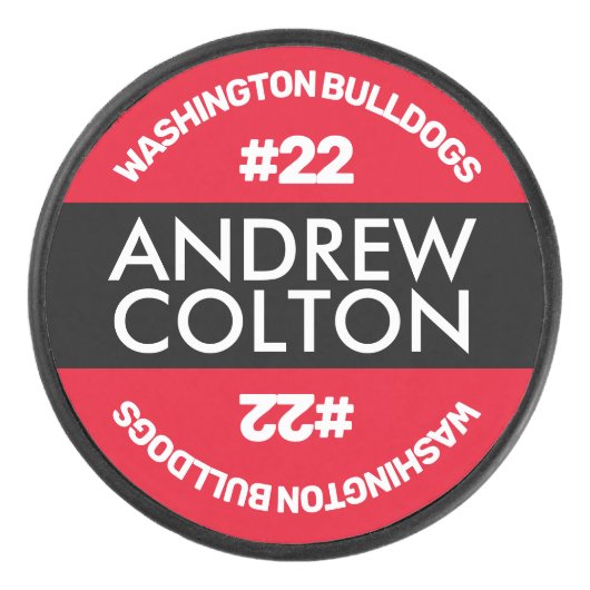 Aangepaste naam en nummer Hockey Puck (Voorkant)