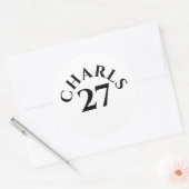 Aangepaste naam en nummer ronde sticker (Envelop)