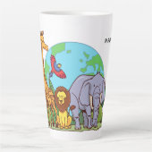 Aangepaste naam en tekst aarde met dieren latte mok (Voorkant)
