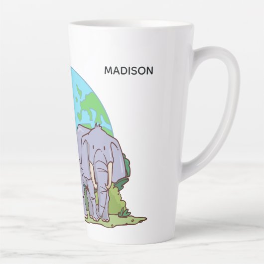 Aangepaste naam en tekst aarde met dieren latte mok (Rechts)