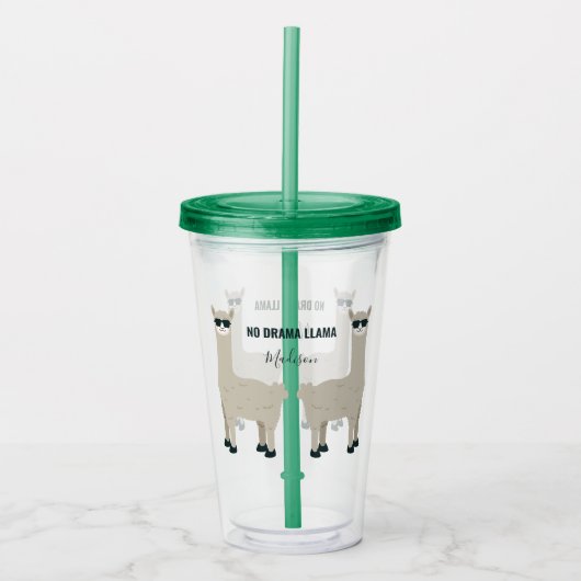 Aangepaste naam en tekst Cool Llama-tumblers Acryl Drinkbeker (Voorkant)