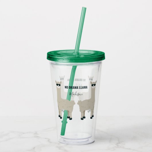 Aangepaste naam en tekst Cool Llama-tumblers Acryl Drinkbeker (Achterkant)