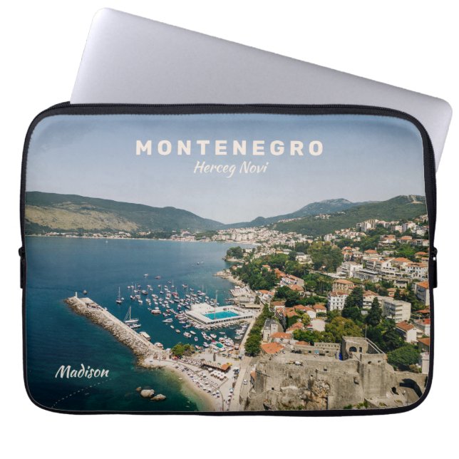 Aangepaste naam en tekst Montenegro Laptop Sleeve (Voorkant)