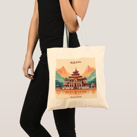 Aangepaste naam en tekst Nepal Tote Bag (Voorkant (product))