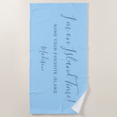 Aangepaste naam en tekst strandhanddoek strandlaken (Voorkant)