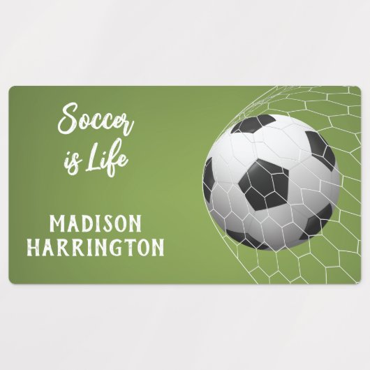 Aangepaste naam en tekst Voetbaldoel Labels (Design 2)