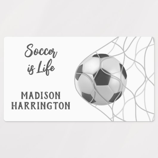 Aangepaste naam en tekst Voetbaldoel Labels (Design 1)