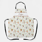 Aangepaste naam en tuinafdruk schort (Voorkant)