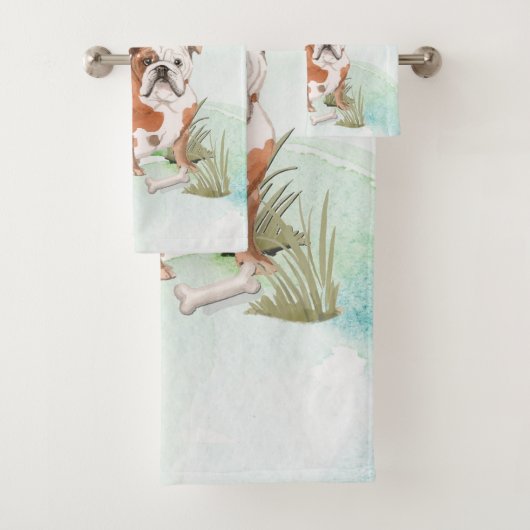 Aangepaste naam Engelse Bulldog Pet Dog Bad Handdoek (Insitu)