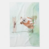 Aangepaste naam Engelse Bulldog Pet Dog Theedoek (Verticaal)