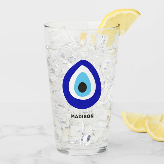 Aangepaste naam Evil Eye Nazar Amulet Glas (Achterkant ijs)