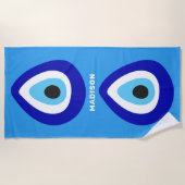 Aangepaste naam Evil Eye Nazar Amulet Strandlaken (Voorkant)