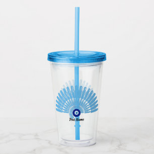 Aangepaste naam Evil Eye Zomer Vakantie Blauw Acryl Drinkbeker