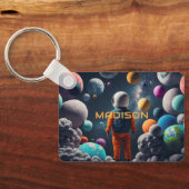 Aangepaste naam Fantasy Space Kind Sleutelhanger (Achterkant)