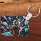 Aangepaste naam Fantasy Space Kind Sleutelhanger (Voorkant)