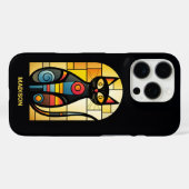 Aangepaste naam Faux Glas in lood Cat Case-Mate iPhone Case (Achterkant (horizontaal))