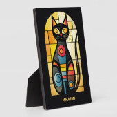 Aangepaste naam Faux Glas in lood Cat Fotoplaat (Zijkant)