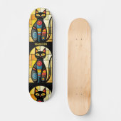 Aangepaste naam Faux Glas in lood Cat Skateboard (Voorkant)