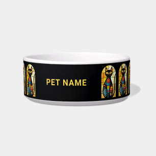 Aangepaste naam Faux Glas in lood Cat Voerbakje