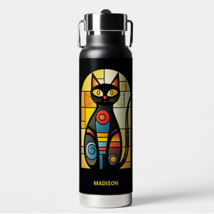 Aangepaste naam Faux Glas in lood Cat Waterfles