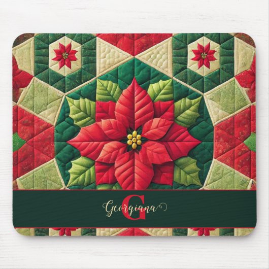 Aangepaste Naam Feestelijke Bloemen Patchwork Poin Muismat (Voorkant)