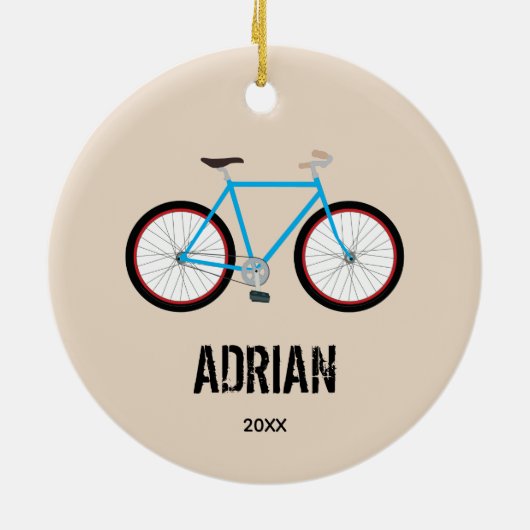 Aangepaste naam fietsontwerp keramisch ornament (Achterkant)