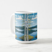 Aangepaste naam Finland Natuur Illustratie Koffiemok (Voorkant links)