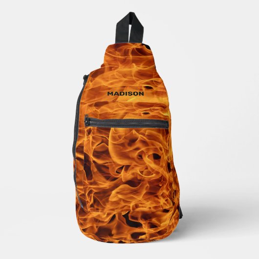 Aangepaste naam Fire Flames Sling Bag (Voorkant)