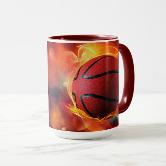 Aangepaste naam Flaming Basketball Mok (Voorkant rechts)