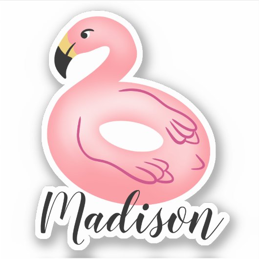Aangepaste naam Flamingo Pool Float Sticker (Voorkant)