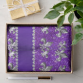 Aangepaste naam fleur de lis indigo paarse glitter tissuepapier (Geschenk)