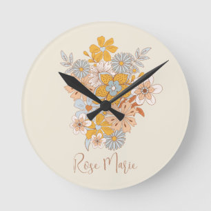 Aangepaste naam Floral Boho kwekerij Ronde Klok