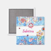 Aangepaste naam Floral Magnet Magneet (Voorkant / Achterkant)