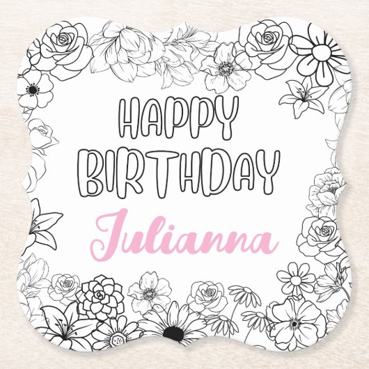 Aangepaste Naam Floral Onderzetter (Voorkant)