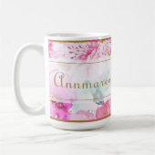aangepaste naam Floral Pink en Gold Latte Mok (Links)