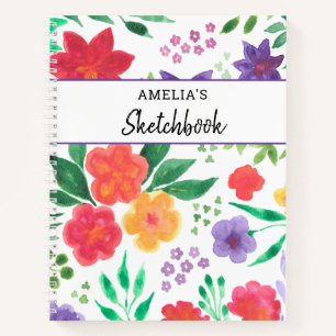Aangepaste naam Floral Sketchbook Notitieboek