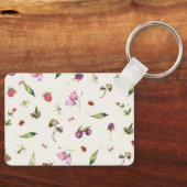 Aangepaste naam Floral Woodland Green Berries Sleutelhanger (Voorkant)