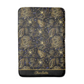 Aangepaste naam florale naadloos patroon goud badmat (Voorkant Verticaal)