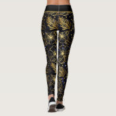Aangepaste naam florale naadloos patroon goud leggings (Achterkant)