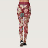 Aangepaste naam florale naadloos patroon rood leggings (Achterkant)