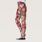 Aangepaste naam florale naadloos patroon rood leggings (Links)