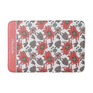 Aangepaste naam florale naadloos patroon roze badmat