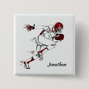 Aangepaste naam Football Player-knop Vierkante Button 5,1 Cm