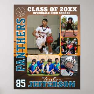 Aangepaste naam foto collage school basketbalteam poster