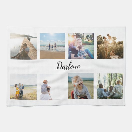 Aangepaste naam foto foto-collage theedoek (Horizontaal)